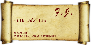Filk Júlia névjegykártya